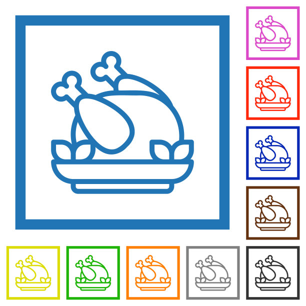 烤鸡轮廓平框图标图片下载