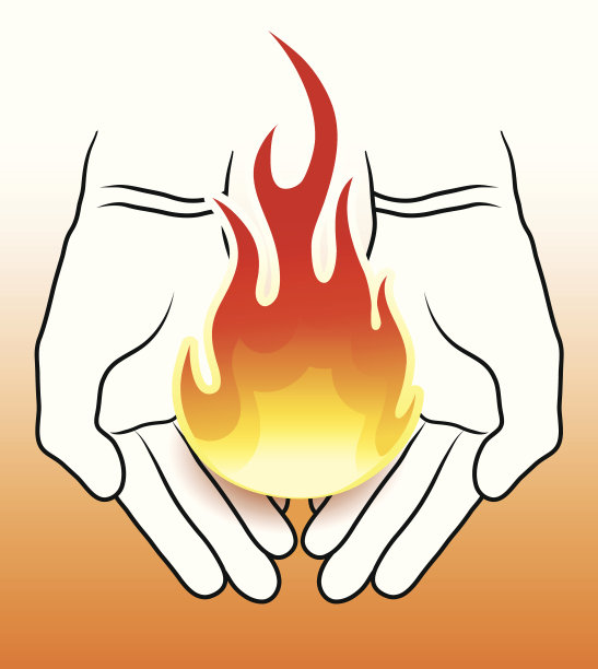 两只手举着一个火球的插图图片下载