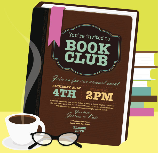 书友会活动邀请设计模板与复古眼镜图片下载