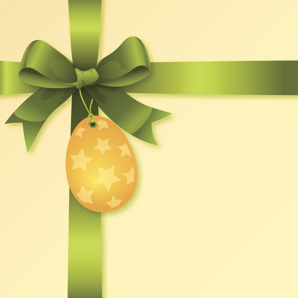 丝带蝴蝶结与复活节彩蛋标签图片下载