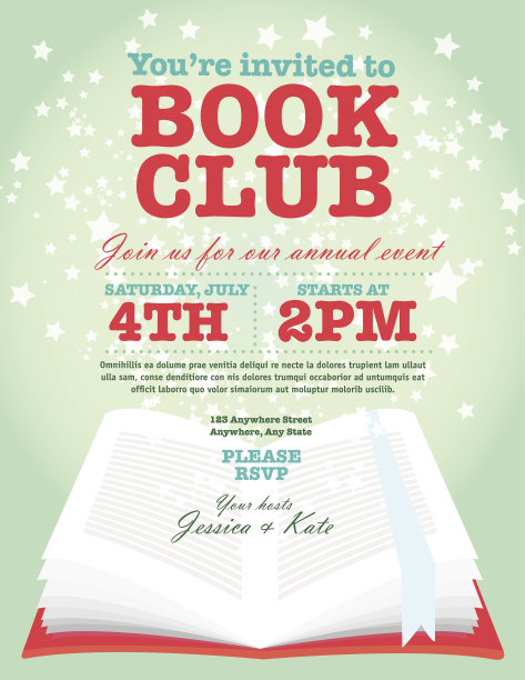 书友会活动邀请设计模板星号开卷图片下载