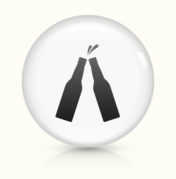 瓶子图标上的白色圆形矢量按钮图片下载