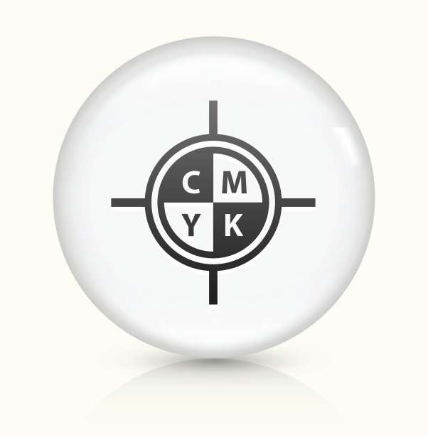 白色圆形矢量按钮上的CMYK印刷图标图片下载