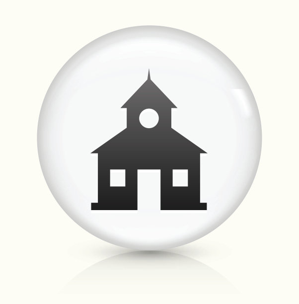 学校图标上的白色圆形矢量按钮图片下载