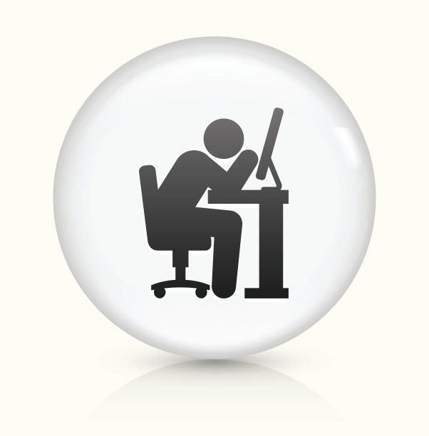 无眠工人图标上的白色圆形矢量按钮图片下载