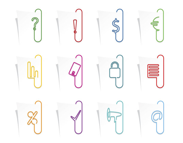 带有商业图标的曲别针(1)图片下载