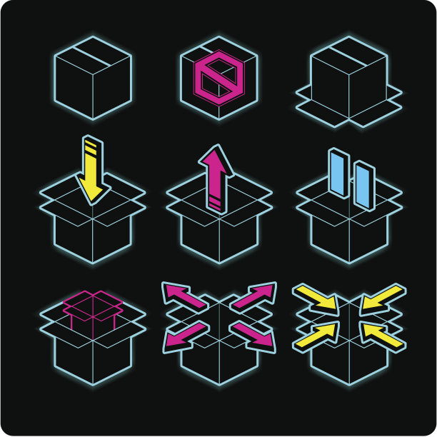 盒子霓虹灯图标方向箭头上下左右图片下载