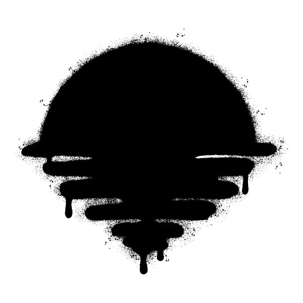 喷涂涂鸦日落图标喷隔离与白色背景。涂鸦日出符号与超过喷雾在黑色在白色。图片下载