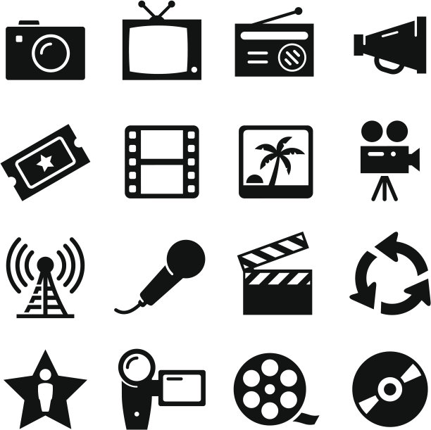 多媒体图标-黑色系列图片下载