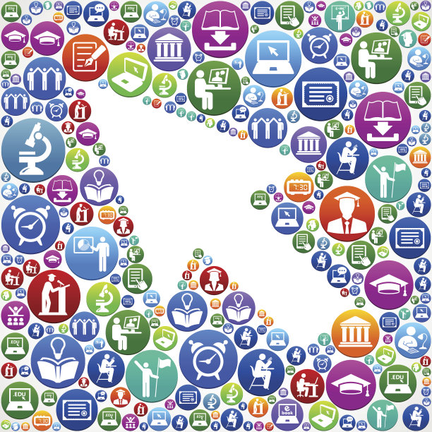 光标E-learning与大学教育矢量按钮模式图片下载