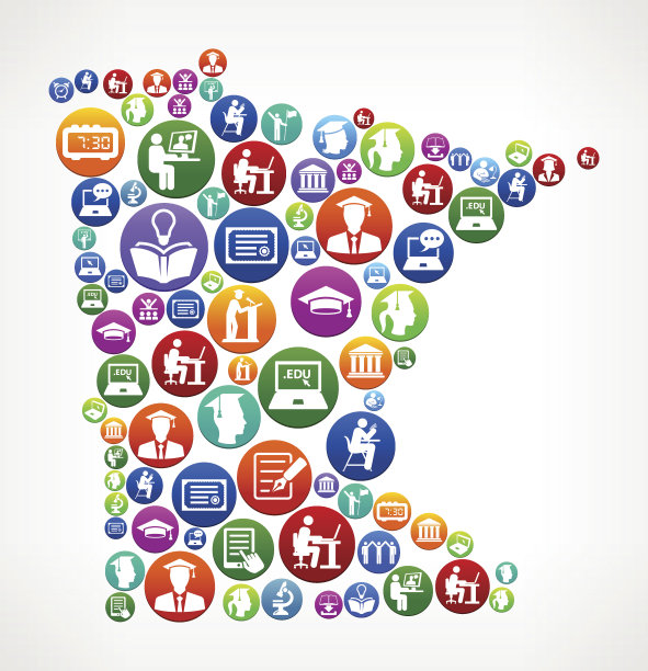 明尼苏达电子学习和大学教育矢量按钮模式图片下载