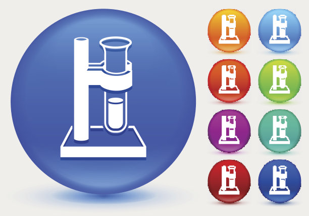 管图标在闪亮的颜色圆形按钮图片下载