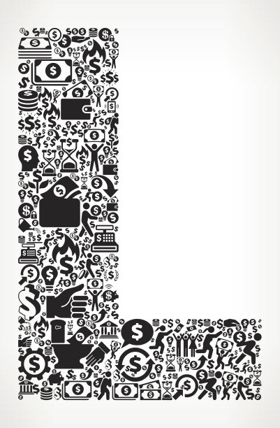 字母L金钱和金融黑色和白色图标背景图片下载