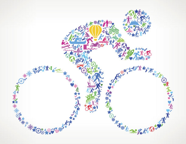 自行车活跃的生活方式矢量图标模式图片下载