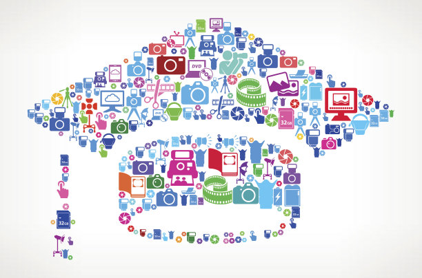 毕业帽摄影相机摄影矢量插图图片下载