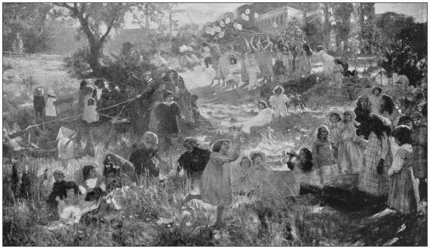 古董绘画照片:童年图片下载