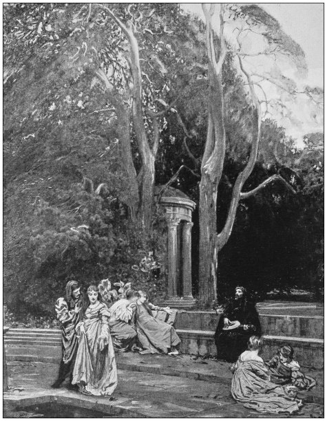 古董画照片:户外的人图片下载