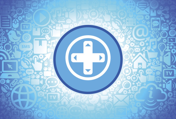 游戏控制器图标上的互联网技术背景图片下载