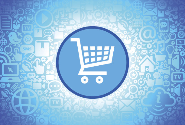 购物车图标在互联网技术背景图片下载