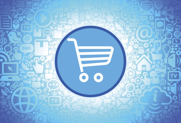 购物车图标在互联网技术背景图片下载