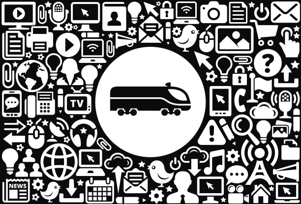 火车图标黑白互联网技术背景图片下载