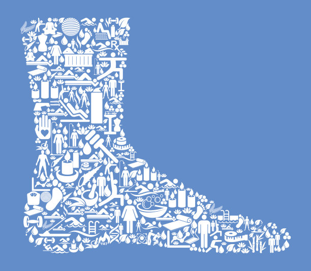 腿部健康和健康图标设置蓝色背景图片下载