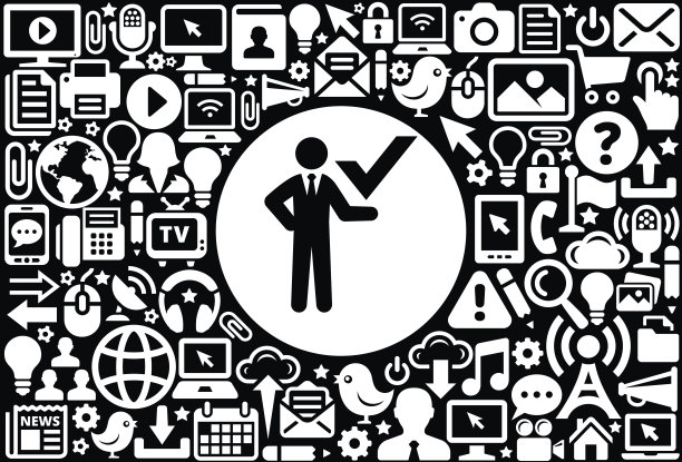 商人检查标志图标黑白互联网技术背景图片下载