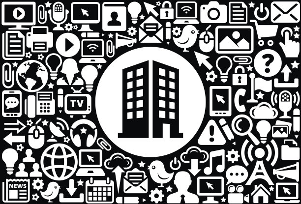建筑黑白互联网科技背景图标图片下载
