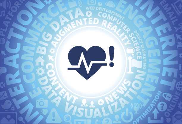 互联网上的心脏脉搏图标现代科技词汇背景图片下载