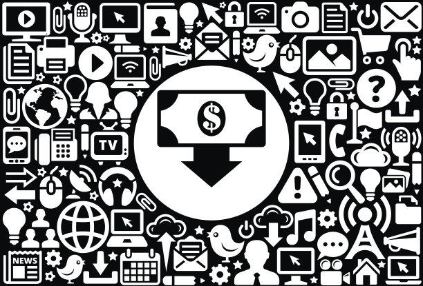 黑白互联网技术背景上的存款图标图片下载