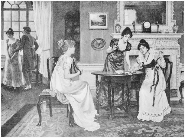 古色古香的绘画照片:室内的女人图片下载