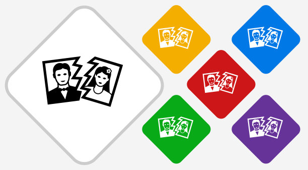 离婚彩色钻石矢量图标图片下载