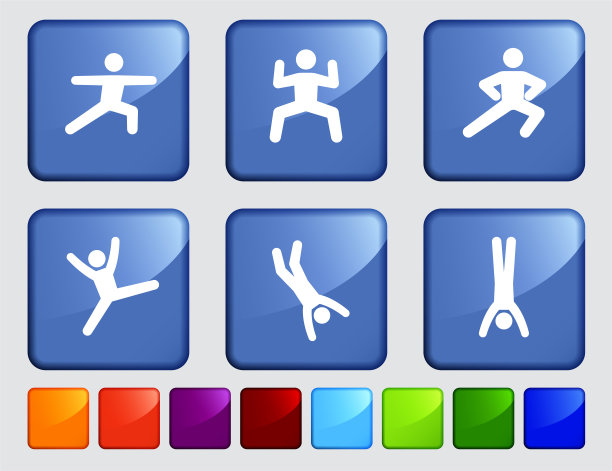 健康生活方式蓝色贴纸方形按钮图片下载