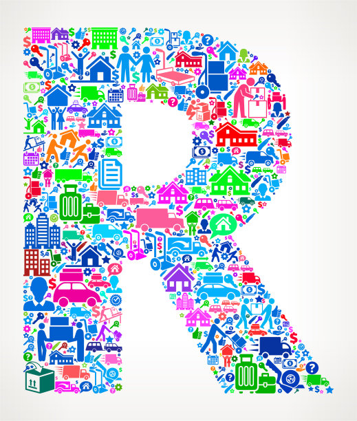 字母R移动和重定位矢量图标模式图片下载