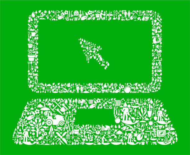 笔记本电脑和光标绿色花园和园艺背景模式图片下载