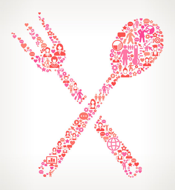 叉子和勺子妇女权利和女孩权力的图标模式图片下载