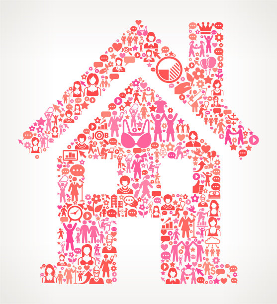 房屋妇女权利和女孩权力图标模式图片下载