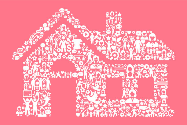 房屋妇女权利和女孩权力图标模式图片下载