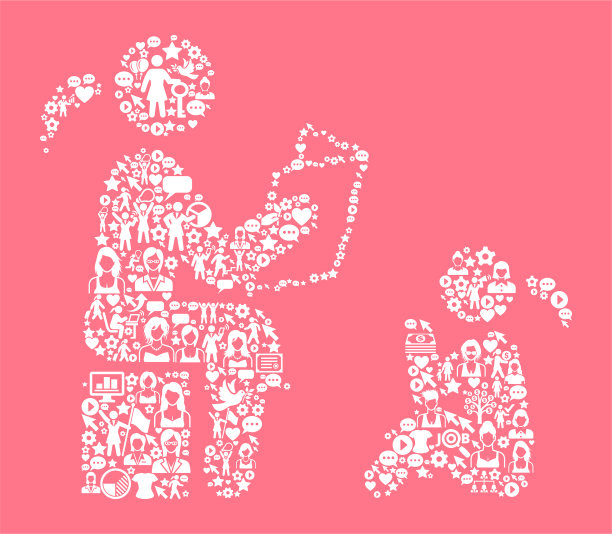 阅读儿童，妇女权利和女孩权力图标模式图片下载