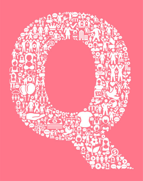 字母Q妇女权利矢量图标模式图片下载