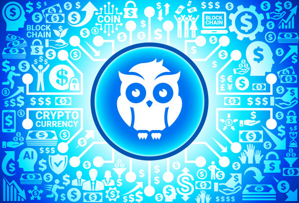 货币和加密货币背景上的夜猫子图标图片下载