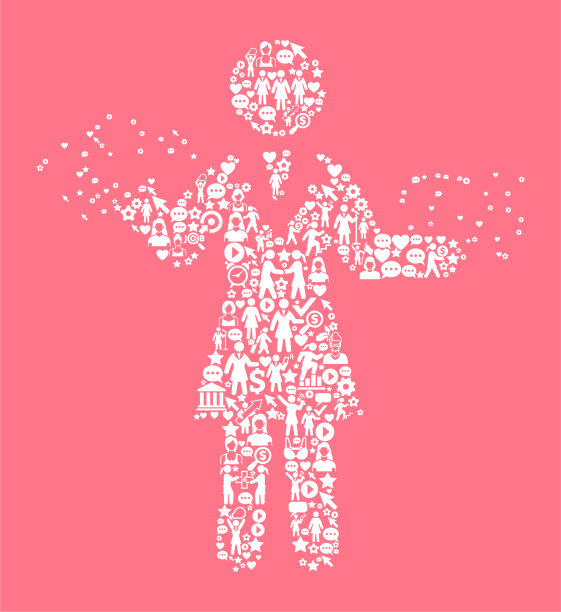 女性权利和女孩权力的图标模式图片下载