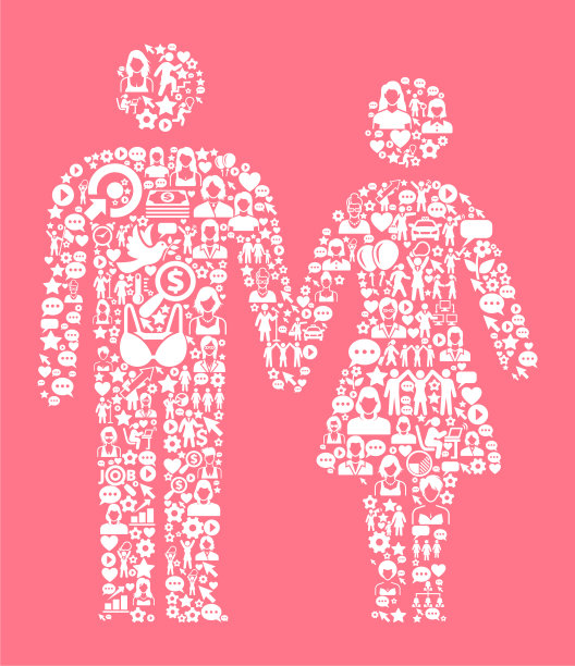 夫妇牵手妇女权利和女孩权力的图标模式图片下载