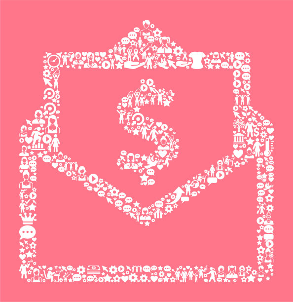 信封钱，妇女权利和女孩权力的图标模式图片下载