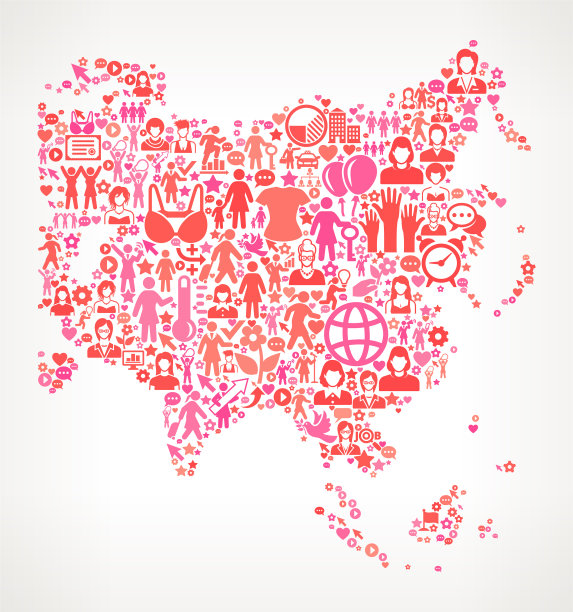 亚洲妇女权利矢量图标模式图片下载