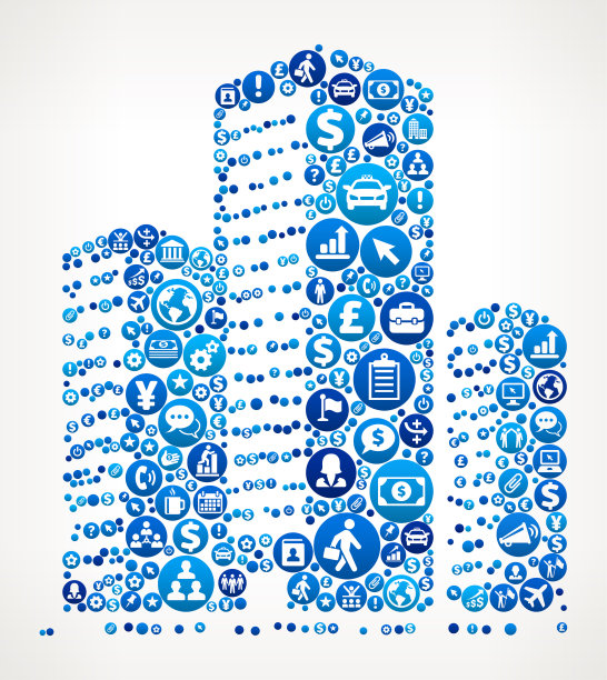 三楼商业与金融蓝色图标模式图片下载