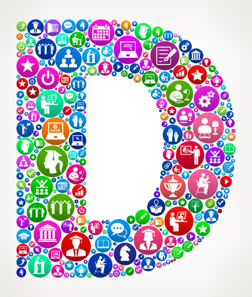 字母D学院和高等学习矢量图标模式图片下载