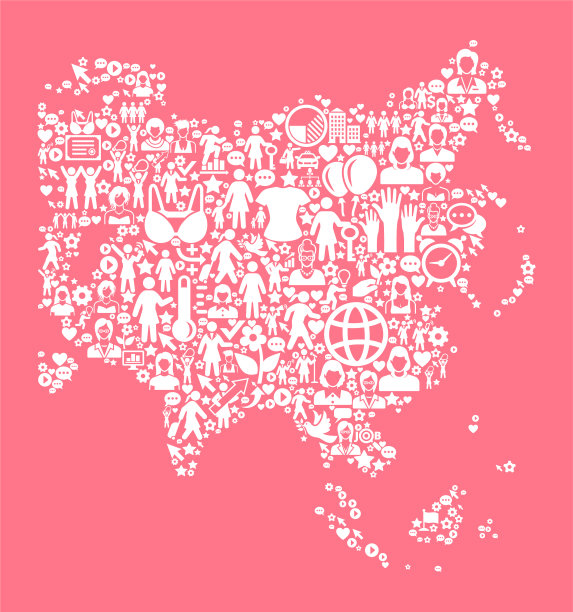 亚洲妇女权利矢量图标模式图片下载