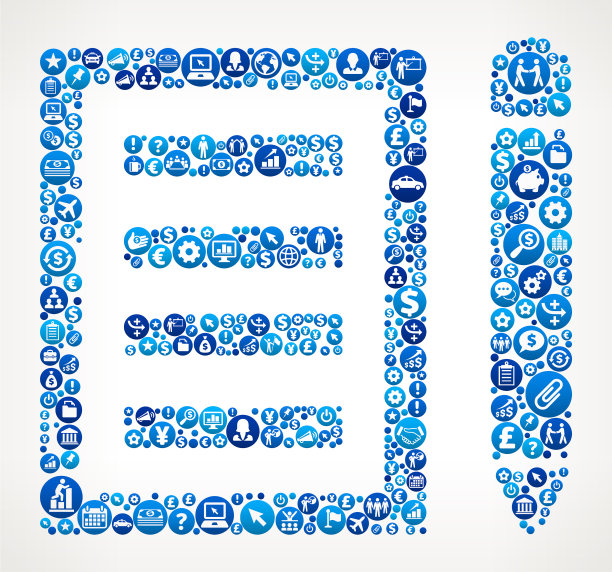 铅笔和纸商业和金融蓝色图标模式图片下载