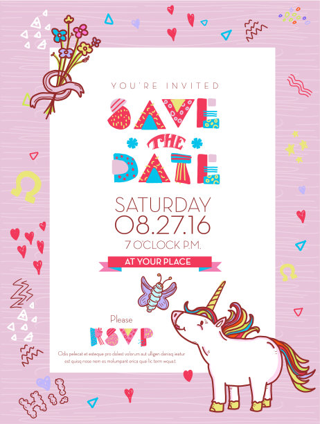 保存日期庆祝邀请设计模板与快乐的事情。图片下载